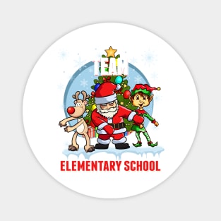 Team Elementary School Santa Elf Reindeer Flossing Christmas Magnet